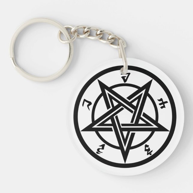 Classic pentagram symbol key ring (Front)