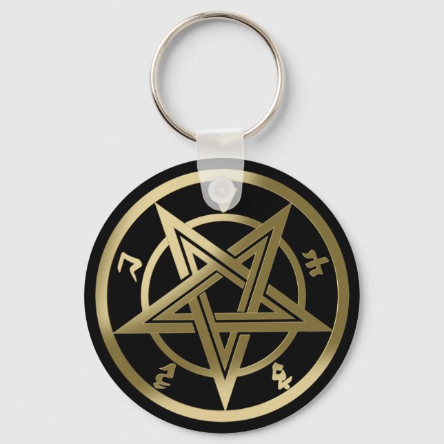 Classic pentagram symbol key ring (Front)