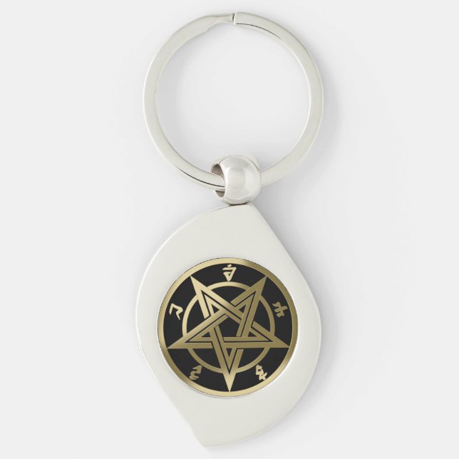 Classic pentagram symbol key ring (Front)