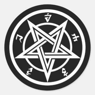 Classic pentagram symbol round sticker
