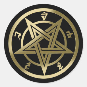 Classic pentagram symbol round sticker