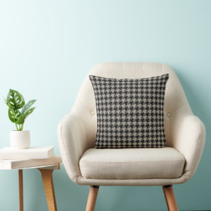 Classic Pepita Houndstooth Pattern Black Grey  Cushion