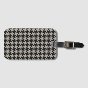 Classic Pepita Houndstooth Pattern Black Grey   Luggage Tag
