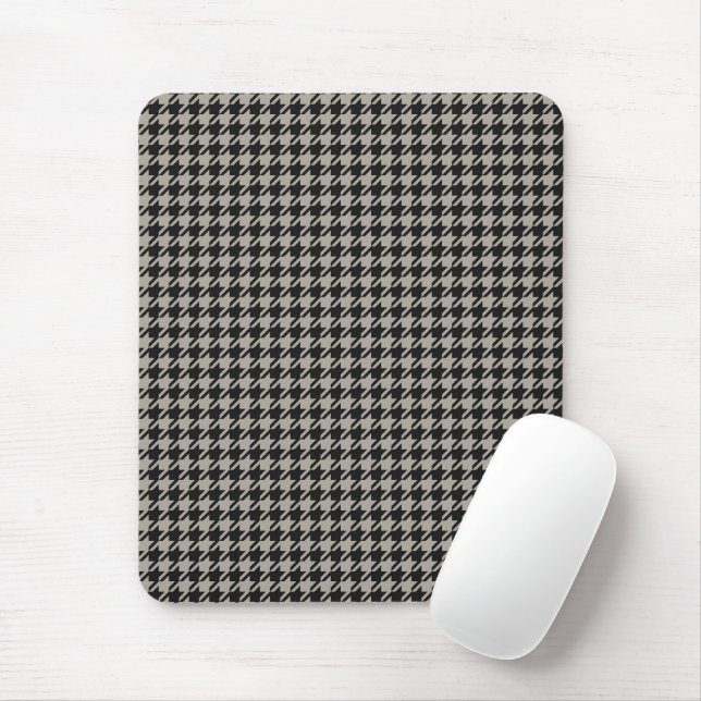 Classic Pepita Houndstooth Pattern Black Grey   Mouse Mat (With Mouse)