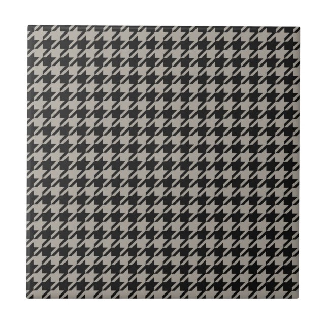 Classic Pepita Houndstooth Pattern Black Grey   Tile (Front)