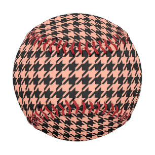 Classic Pepita Houndstooth Pattern Black Peach   Baseball