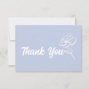 Classic Periwinkle Blue Floral Sketch  Thank You Card