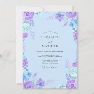 Classic Periwinkle Violet Leafy Wedding Invitation
