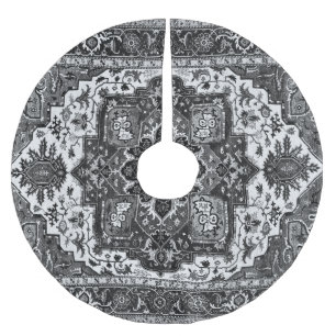 CLASSIC PERSIAN RUG - Black & White Brushed Polyester Tree Skirt