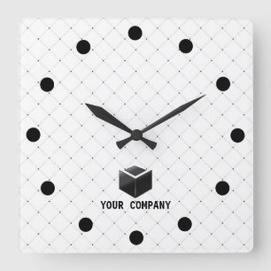 Classic personalised and editable company branding square wall clock