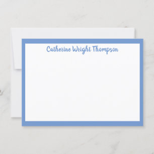 Classic Personalised Blue and White Flat Note Card