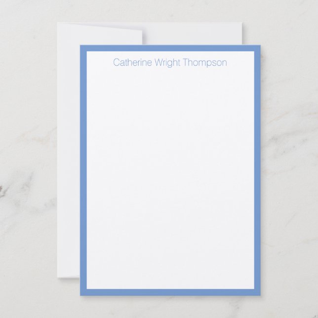 Classic Personalised Blue and White Vertical Note Invitation (Front)