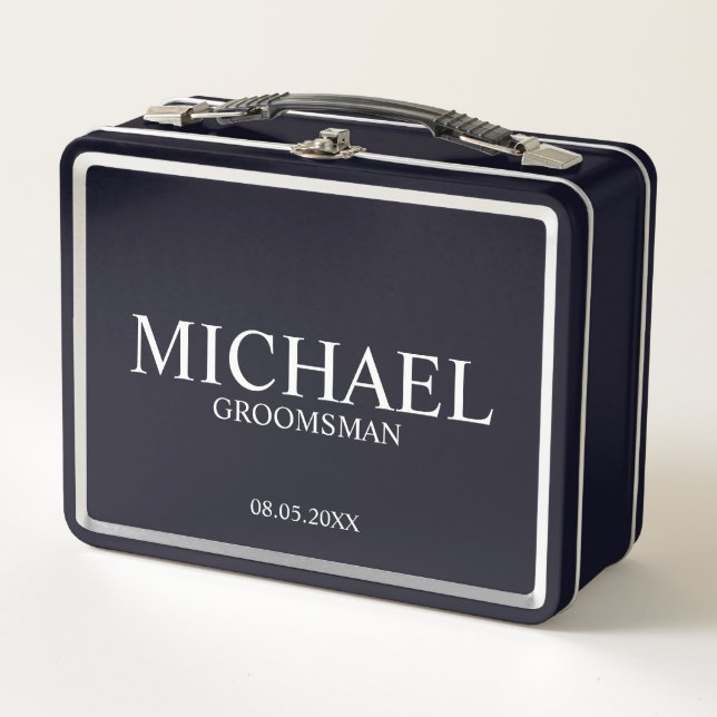 Classic Personalised Groomsman Metal Gift Box (Front)