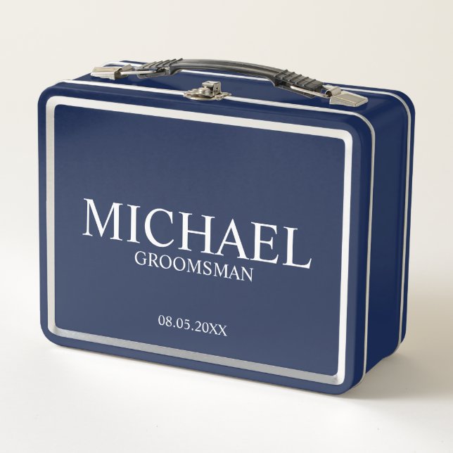 Classic Personalised Groomsman Metal Gift Box (Front)