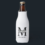 Classic Personalised Groomsman Monogram and Name Bottle Cooler<br><div class="desc">Classic Personalised Groomsman Gifts
featuring personalised groomsman's monogram,  name and title in black classic serif font style on white background.

Also perfect for Best Man,  Father of the Bride and more.</div>