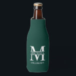 Classic Personalised Groomsman Monogram and Name Bottle Cooler<br><div class="desc">Classic Personalised Groomsman Gifts
featuring personalised groomsman's monogram,  name and title in white classic serif font style on emerald green background.

Also perfect for Best Man,  Father of the Bride and more.</div>
