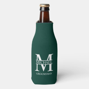 Classic Personalised Groomsman Monogram and Name Bottle Cooler