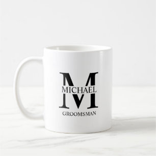 Classic Personalised Groomsman Monogram and Name Coffee Mug