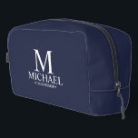 Classic Personalised Groomsman Monogram and Name Dopp Kit<br><div class="desc">Classic Personalised Groomsman Gifts
featuring personalised monogram,  groomsman's name and title in white classic serif font style on navy blue background.

Also perfect for Best Man,  Father of the Bride and more.</div>