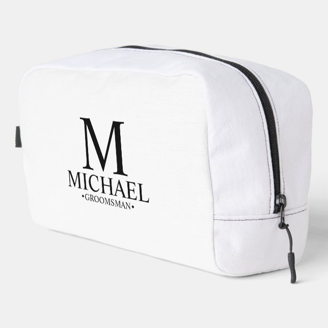 Classic Personalised Groomsman Monogram and Name Dopp Kit (Right Corner)