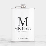 Classic Personalised Groomsman Monogram and Name Hip Flask<br><div class="desc">Classic Personalised Groomsman Gifts
featuring personalised monogram,  groomsman's name and title in black classic serif font style on white background.

Also perfect for best man,  father of the bride and more.</div>