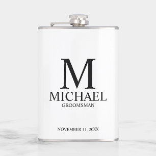 Classic Personalised Groomsman Monogram and Name Hip Flask