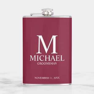 Classic Personalised Groomsman Monogram and Name Hip Flask