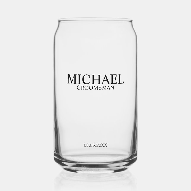 Classic Personalised Groomsman Name Can Glass (Front)