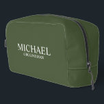 Classic Personalised Groomsman Name Dopp Kit<br><div class="desc">Classic Personalised Groomsman Gifts
featuring personalised groomsman's name and title in white classic serif font style on olive green background.

Also perfect for Best Man,  Father of the Bride and more.</div>