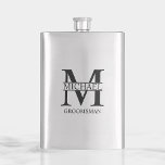 Classic Personalised Groomsman Name Hip Flask<br><div class="desc">Classic Personalised Groomsman Gifts
featuring personalised groomsman's monogram and name,  with title in black classic serif font style.

Also perfect for Best Man,  Father of the Bride and more.</div>