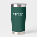 Classic Personalised Groomsman Name Insulated Tumbler<br><div class="desc">Classic Personalised Groomsman Gifts
featuring personalised groomsman's name,  title and wedding date in white classic serif font style on emerald green background.

Also perfect for Best Man,  Father of the Bride and more.</div>