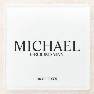 Classic Personalised Groomsmen Glass Coaster