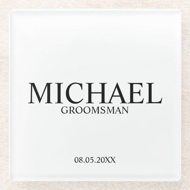 Classic Personalised Groomsmen Glass Coaster (Front)