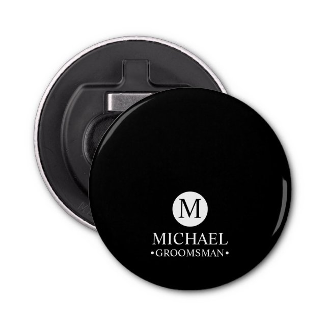 Classic Personalised Groomsmen Monogram and Name Bottle Opener (Front)
