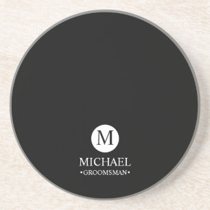 Classic Personalised Groomsmen Monogram and Name Coaster