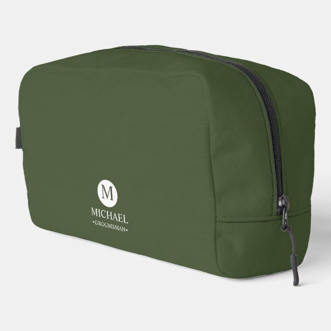 Classic Personalised Groomsmen Monogram and Name Dopp Kit (Right Corner)