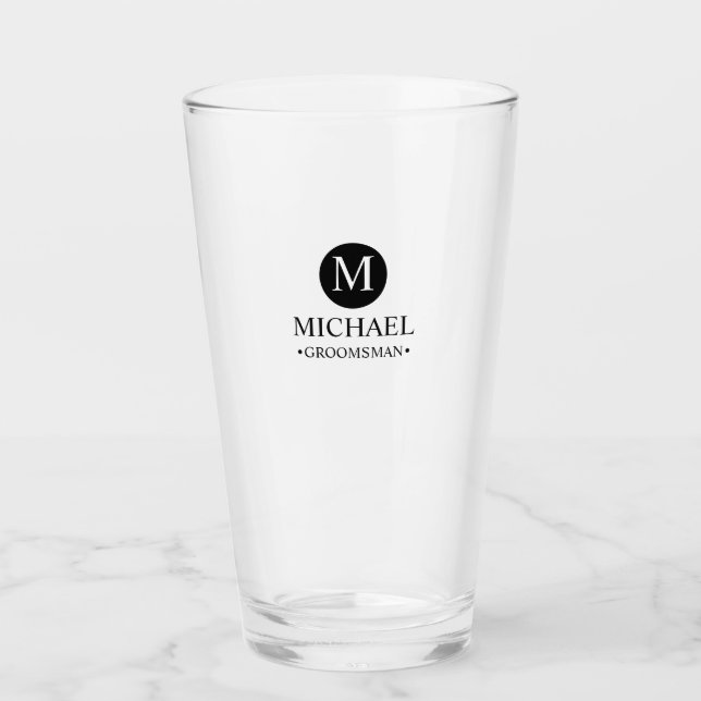 Classic Personalised Groomsmen Monogram and Name Glass (Front)