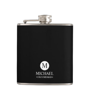 Classic Personalised Groomsmen Monogram and Name Hip Flask