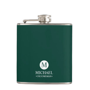 Classic Personalised Groomsmen Monogram and Name Hip Flask