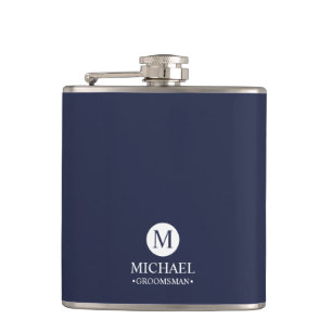Classic Personalised Groomsmen Monogram and Name Hip Flask