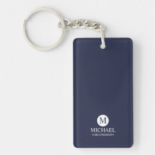Classic Personalised Groomsmen Monogram and Name Key Ring