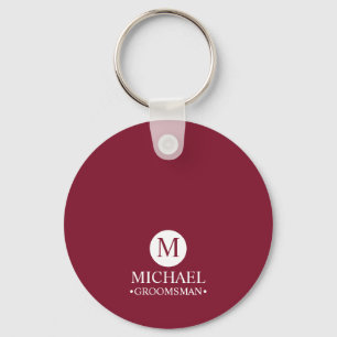 Classic Personalised Groomsmen Monogram and Name Key Ring