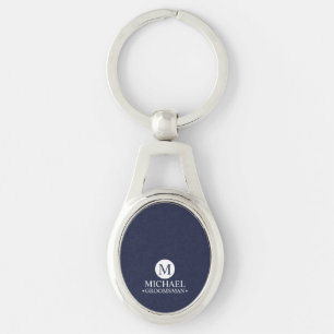 Classic Personalised Groomsmen Monogram and Name Key Ring