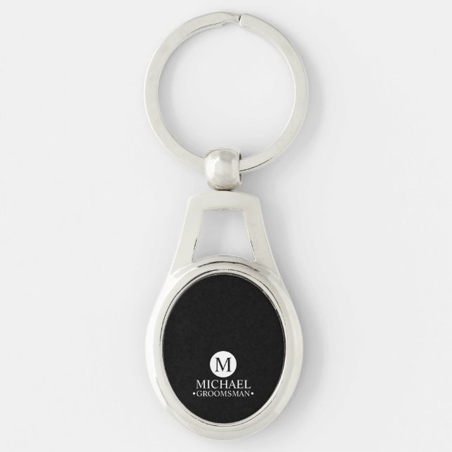 Classic Personalised Groomsmen Monogram and Name Key Ring (Front)