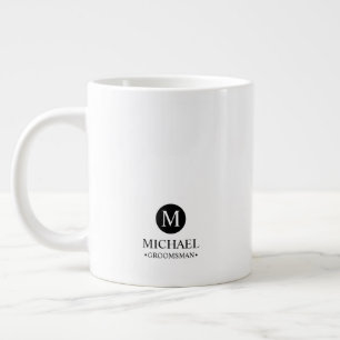 Classic Personalised Groomsmen Monogram and Name Large Coffee Mug