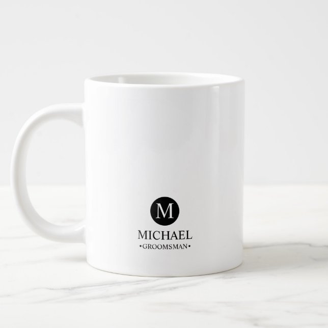 Classic Personalised Groomsmen Monogram and Name Large Coffee Mug (Left)