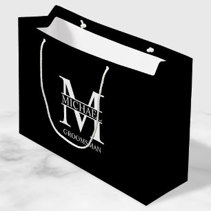 Classic Personalised Groomsmen Monogram and Name Large Gift Bag