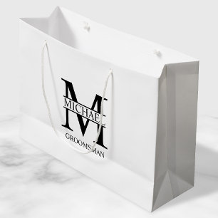 Classic Personalised Groomsmen Monogram and Name Large Gift Bag