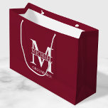 Classic Personalised Groomsmen Monogram and Name Large Gift Bag<br><div class="desc">Classic Personalised Groomsmen Gifts
featuring personalised groomsman's monogram,  name and title in white classic serif font style on burgundy red background.

Also perfect for best man,  father of the bride and more.</div>