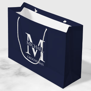 Classic Personalised Groomsmen Monogram and Name Large Gift Bag